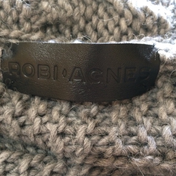 ROBI-AGNES alpaca oversized batwing cardigan leather trim - Picture 13 of 14